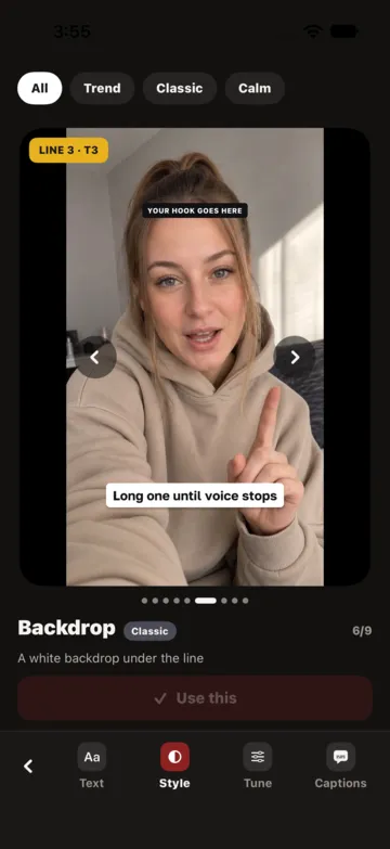 Caption style: look, size, letter case and highlight color
