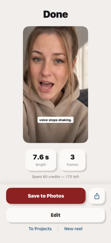 The finished video — just save it to your gallery